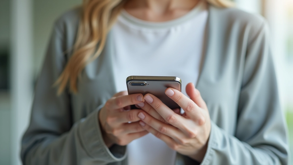 Person hält Smartphone mit Banking-App, mehrere Zahlungsmethoden auf dem Bildschirm sichtbar
